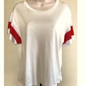 Rag & Bone ivory/red-white stripe Penny TShirt size XS never worn as new